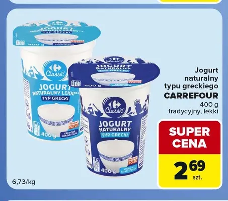 Jogurt naturalny typu greckiego tradycyjny Carrefour promocja w Carrefour Market