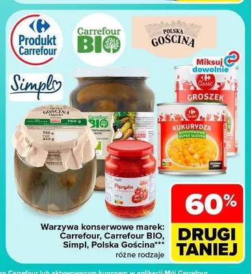 Warzywa konserwowe marek Carrefour Carrefour BIO Simpl Polska Gościna promocja w Carrefour