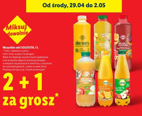 Sok 100% jabłko Solevita promocja w Lidl