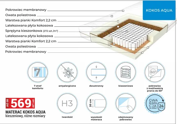 Materac Kokos Aqua promocja w Merkury Market