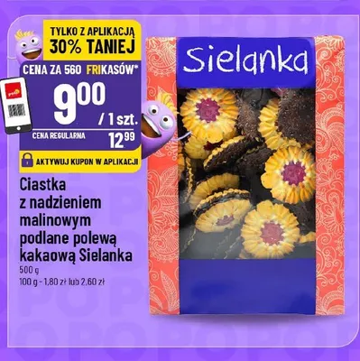 Ciastka z nadzieniem malinowym podlane polewą kakaową Sielanka promocja w POLOmarket
