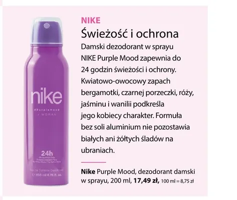 Dezodorant damski w sprayu Purple Mood Nike promocja w Hebe