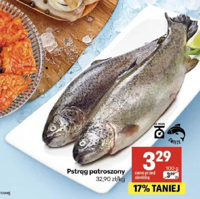 Pstrąg patroszony promocja w Delikatesy Centrum