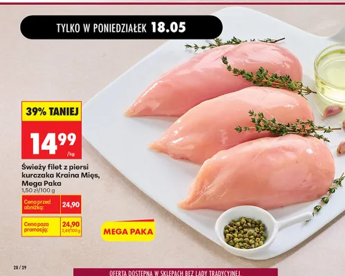 Świeży filet z piersi kurczaka Kraina Mięs Mega Paka promocja w Biedronka