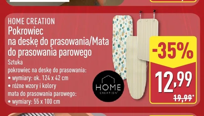 Pokrowiec na deskę do prasowania Home Creation promocja w Aldi