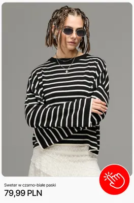 Sweter w czarno-białe paski Cropp promocja w Cropp