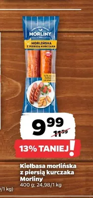 Kiełbasa morlińska z piersią kurczaka Morliny promocja w Netto