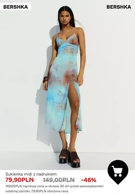 Sukienka midi z nadrukiem Bershka promocja w Bershka