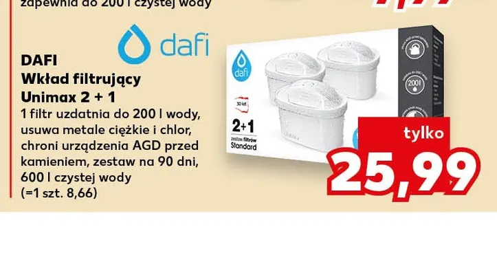 Wkład filtrujący Dafi Unimax 3-pak promocja w Kaufland