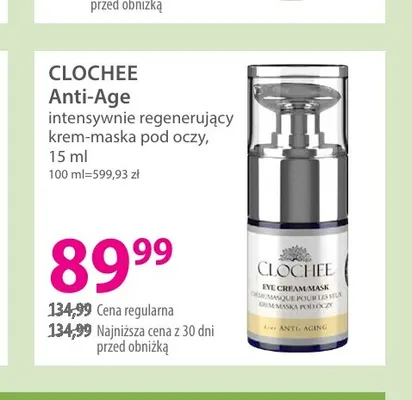 Anti-Age intensywnie regenerujący krem-maska pod oczy Clochee promocja w Hebe