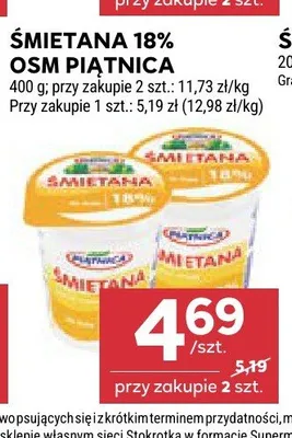 Śmietana 18% OSM Piątnica promocja w Stokrotka