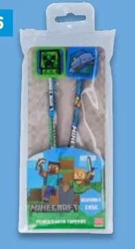 Zestaw 2 ołówków z nakładkami Minecraft promocja w Lidl
