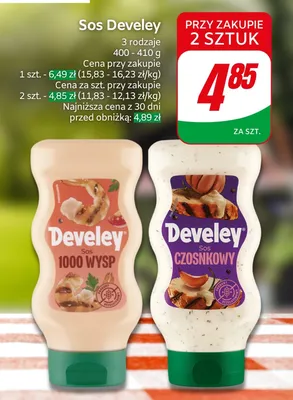 Sos Czosnkowy Develey promocja w Dino