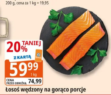 Łosoś wędzony na gorąco porcje promocja w Leclerc