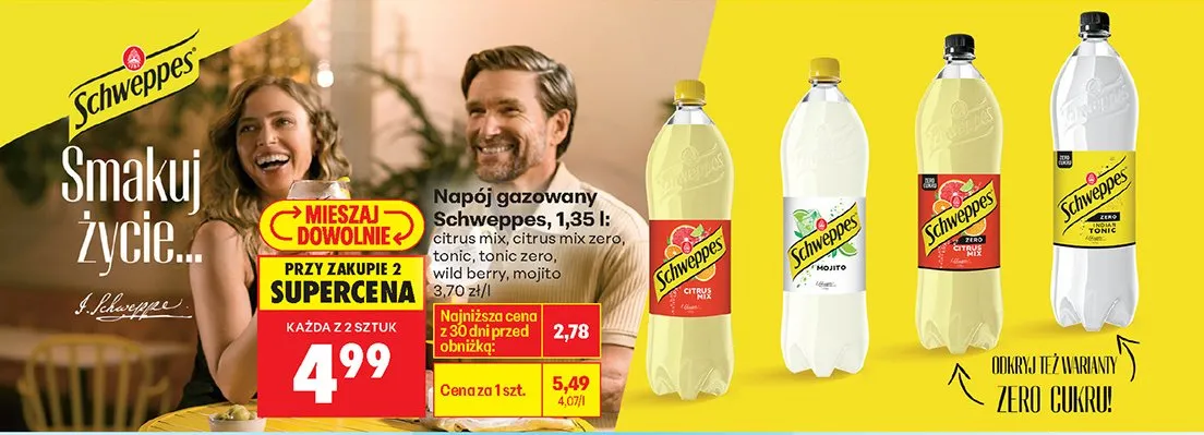Napój gazowany Schweppes tonic zero promocja w Biedronka