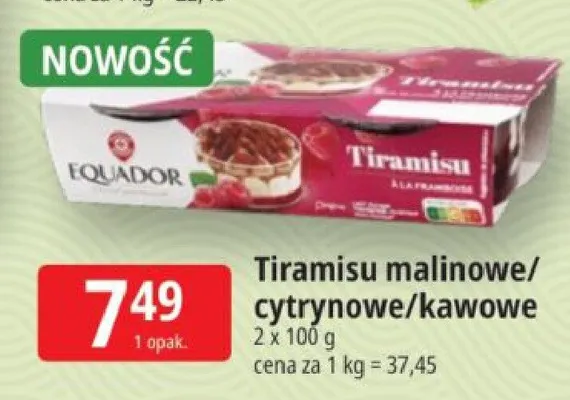 Tiramisu malinowe/cytrynowe/kawowe promocja w Leclerc