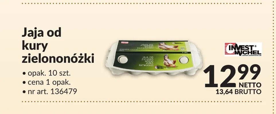 Jajka kurze od kury zielononóżki Invest-Michel promocja w Makro