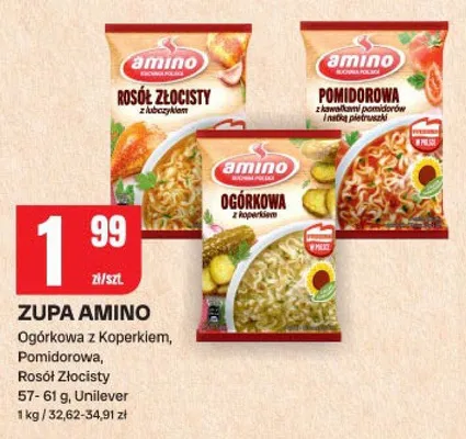 Zupa Amino: Ogórkowa z koperkiem, Pomidorowa, Rosół Złocisty promocja w Chorten