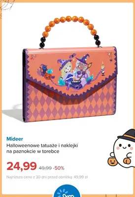 Halloweenowe tatuaże i naklejki na paznokcie w torebce Mideer promocja w Smyk