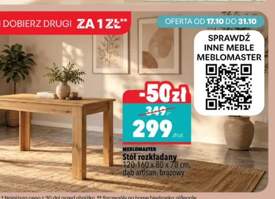 Stół rozkładany Meblomaster promocja w Biedronka Home