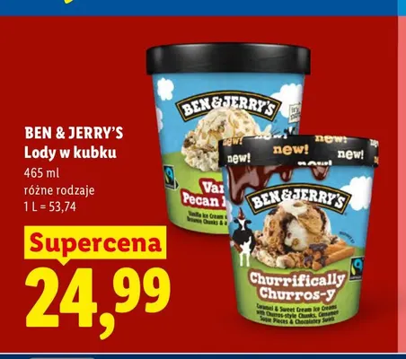 Lody w kubku Vanilla Pecan Blondie Ben & Jerry's promocja w Lidl