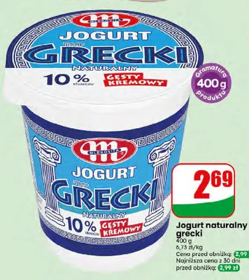 Jogurt naturalny grecki Mlekovita promocja w Dino