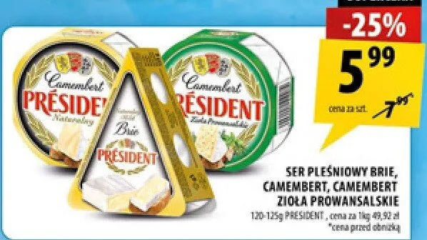 Ser pleśniowy Brie, Camembert, Camembert Ziola prowansalskie promocja w Arhelan