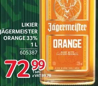 Likier Jägermeister Orange 33% 1 l promocja w Selgros
