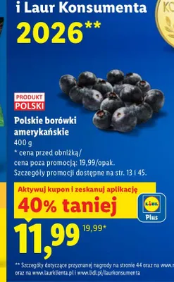 Borówki amerykańskie polskie promocja w Lidl