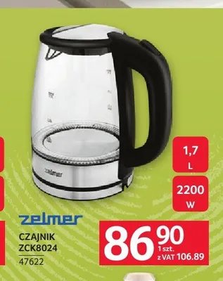 Czajnik elektryczny Zelmer ZCK8024 1,7 l promocja w Selgros