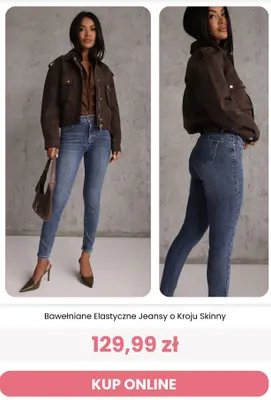 Bawełniane elastyczne jeansy o kroju skinny Reneé promocja w Renee
