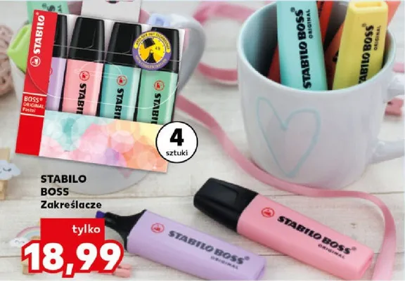 Zakreślacze Stabilo Boss 4-pak promocja w Kaufland