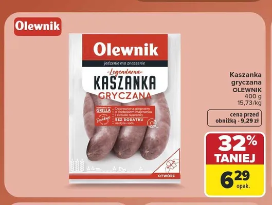 Kaszanka gryczana Olewnik promocja w Carrefour