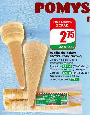Wafle do lodów stożki i rożki promocja w Dino