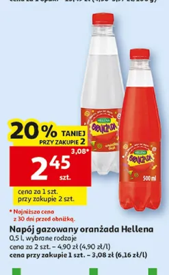 Napój gazowany oranżada czerwona Hellena promocja w Auchan