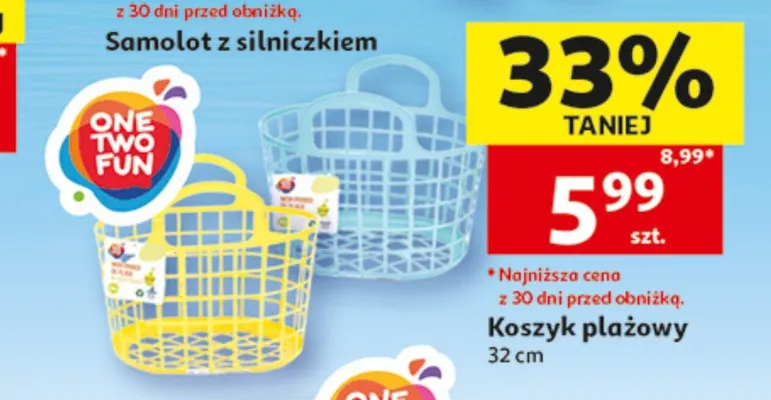 Koszyk plażowy ONE TWO FUN 32cm promocja w Auchan