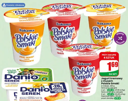 Jogurt kremowy z musem truskawkowym Polskie Smaki Bakoma promocja w Dino