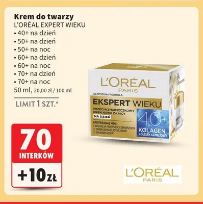 Krem do twarzy L'Oréal Expert Wieku 40+ na dzień promocja w Intermarche