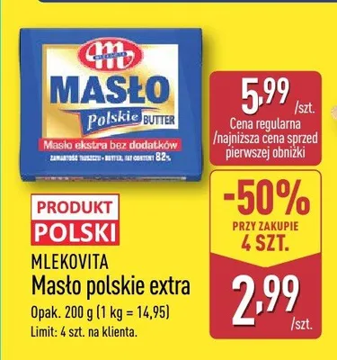 Masło polskie extra Mlekovita promocja w Aldi