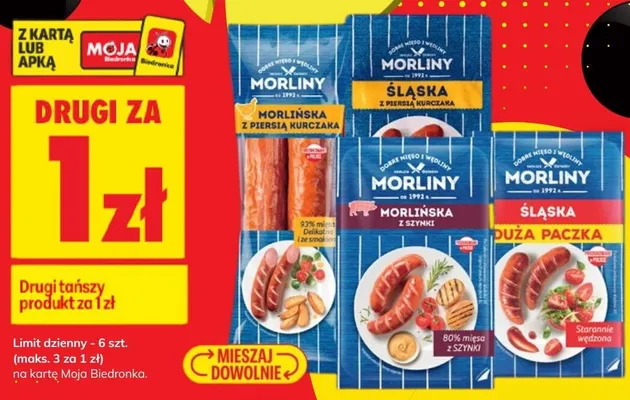 Kiełbasa Śląska z piersią kurczaka Morliny promocja w Biedronka