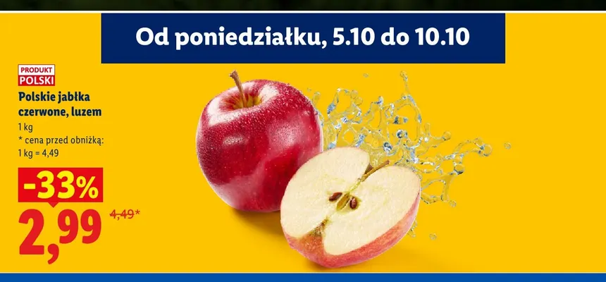 Polskie jabłka czerwone luzem promocja w Lidl