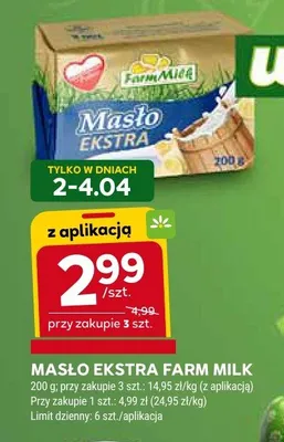Masło ekstra Farm Milk promocja w Stokrotka