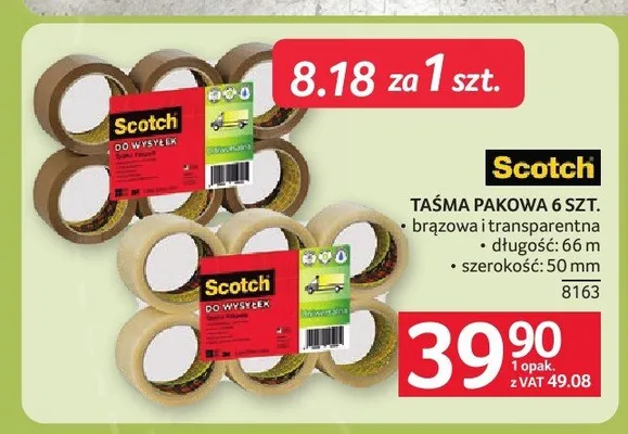Taśma pakowa Scotch 6-pak promocja w Selgros