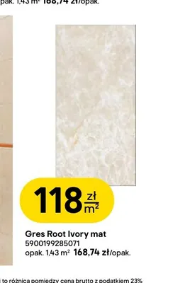 Gres Root Ivory mat Tubądzin promocja w Castorama