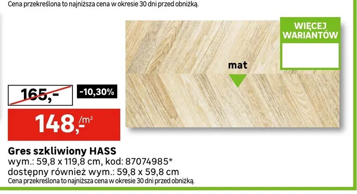 Gres szkliwiony Hass promocja w Leroy Merlin