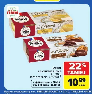 Deser La Crème Rians 2-pak promocja w Carrefour Market