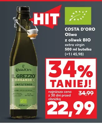 Oliwa z oliwek BIO extra virgin Costa d'Oro promocja w Kaufland