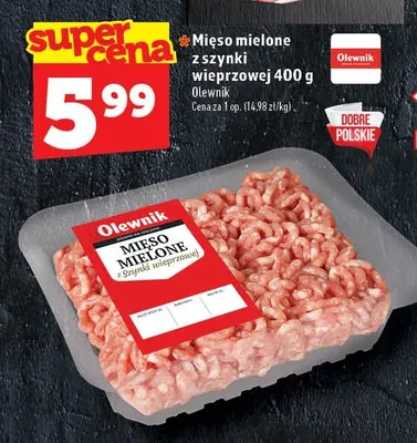 Mięso mielone z szynki wieprzowej Olewnik promocja w TOPAZ