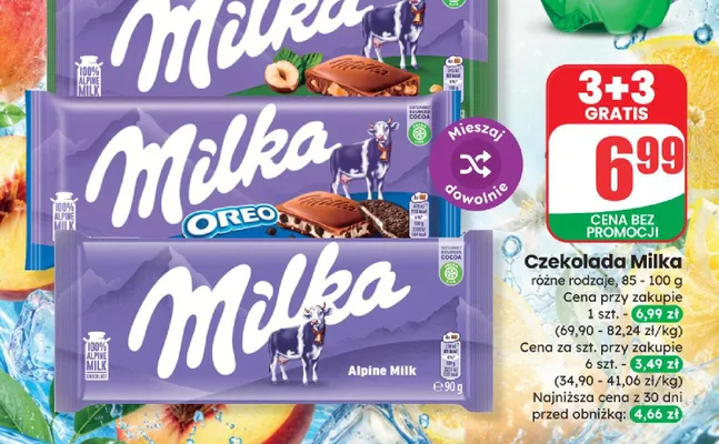 Czekolada Milka różne rodzaje promocja w Dino