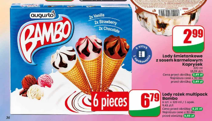 Lody rożek Bambo 6-pak promocja w Dino